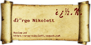 Ürge Nikolett névjegykártya